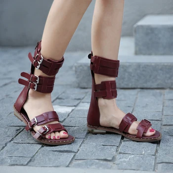 Rímsky štýl originálne kožené ploché mu žena gladiator opasku ploché žena mu kožené originálne Vintage rímske sandále ploché