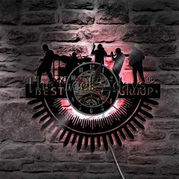  Najlepšie Skupiny Rock Band Siluetu LED Svetlo Vinyl Nástenné Hodiny Hudobný Nástroj Moderné Nástenné Svietidlo Pre Hudbu Darček