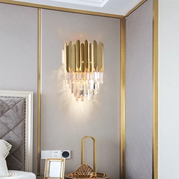 Moderné Gold Luxusné interiérové led nástenné svietidlo Tvorivé Teplej Chodby, Spálne, Nočné crystal nástenné svietidlo svietidlá