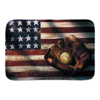 Šťastný 4. júla Baseball Fanúšikov Rohožky Vlajku Usa Dekor Mäkké Ľahkosť Domova Vnútorné Vonkajšie Dvere, Rohože Krátke Plyšové Textílie Mat