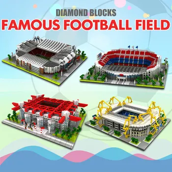 Mini Diamond Tehly Slávny Architektúry Futbalové Ihrisko Micro Stavebné Bloky, Hračky Nastaviť