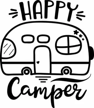 Happy Camper Vinyl Odtlačkový Nálepky Rv-Airstream-Kempovanie