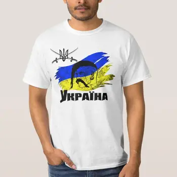 Ukrajina Vlajka Ukrajinskej Cossack Kozak Muži T-Tričko Krátky Rukáv Bežné Bavlnené O-Krku Letné Tričko