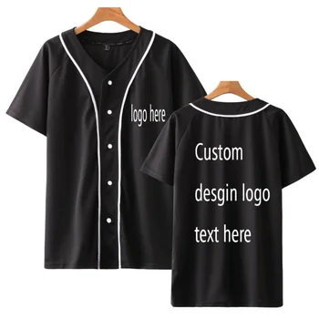2020 Nové pánske Baseballové Jednotné Vlastné 3D Tlač Trend Tenké Baseball Jednotné Krátky Rukáv Tlačidlo T-shirt