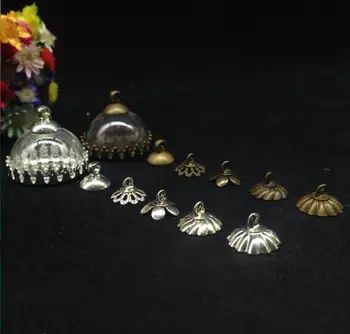 20pcs 20 mm duté pol Sklenenou kupolou kryt nádoby koruny base spp sklenené ampulky prívesok DIY sklo svete bublina, ktorí chcú fľaša náhrdelník