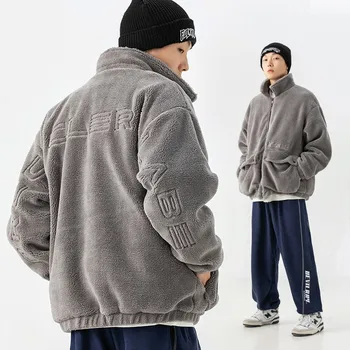 Osobnosti Baránok je Cashmere Módne Výšivky Bavlnené Oblečenie 2022 pánske Zimné Nové High Street Hip Hop Bavlnené Oblečenie