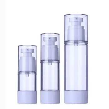 15ml 30 ml 50 ml Transparentná Biela AKO Airless Čerpadla Fľaše Prázdne Základné Plastové Airless Kontajnerov na Mlieko, Smotana, Cestovné Fľaše