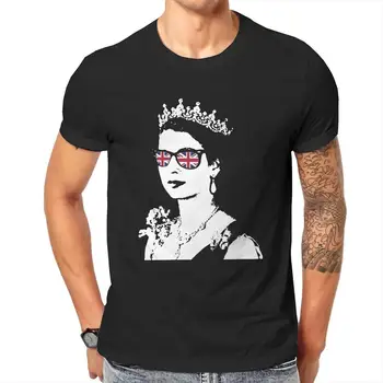 Muži Kráľovná Alžbeta II Popart T Shirt Čistej Bavlny Topy Jedinečný Krátky Rukáv Kolo Krku Tee Tričko Darček T-Shirts
