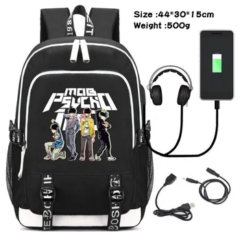 Anime Mob Psycho 100 USB Školy Unisex Taška Messenger Taška Módu Batoh Ramenní Taška Notebook Cestovné Tašky 1126