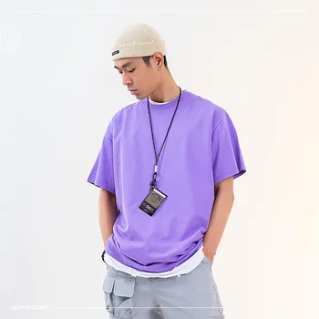 240g T Košele Streetwear Farbou Japonskom Štýle 2021 Hip Hop Krátky Rukáv Topy Tees Mužov Tshirts Charakter Bežné