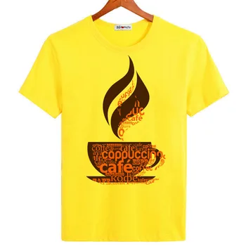 2021 šálku kávy písmená t shirt muž originality Elegantné letné tričko Značky kvalitné pohodlné modálne topy
