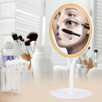 7.2 palcový LED Svetlo 5X Zväčšenie make-up Zrkadlo USB Nabíjanie Domácej Ploche Jas Nastaviteľný Kozmetické Zrkadlo make-up Nástroje
