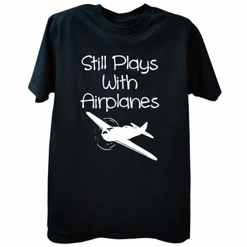 Stále sa Hrá s Lietadlami, T Košele Grafické Bavlna Streetwear Krátky Rukáv Narodeninám Lete Pilot T-shirt Top Tees