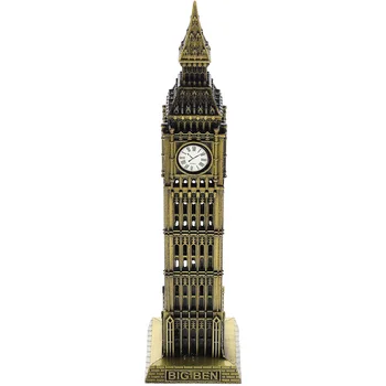 Model Big Ben Budovy Architektonické London Metal Socha Socha Dekoratívne Figúrka Domov Veža Ploche Ornament Sochy Zliatiny