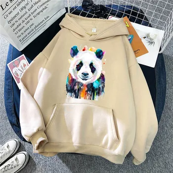 Harajuku Street Štýl Ženy, S Kapucňou Roztomilá Panda Vintage Trend Estetické Oblečenie Teplé Oblečenie Športové Oblečenie S Dlhým Rukávom