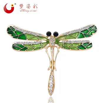 Bijoux Green Crystal Dragonfly Brošňa Pre Ženy, Ženské Hmyzu Drahokamu Brošne Kanál Pin broches para ako mulheres Šperky