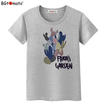 Nový štýl cartoon kaktus T-shirts Letnej pohode topy tees žien Super módne tvorivé košele