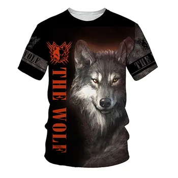 Letné Módne Tričko Mužov Streetwear O Krku, Krátke Tričká Topy Zvierat Mužské Oblečenie Bežné Harajuku Wolf 3D Print T shirt