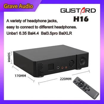 GUSTARD H16 Slúchadlový Zosilňovač Audio rozhranie s Vysokým Rozlíšením OLED Displej, XLR/RCA master Vyvážené Pre Zosilňovač
