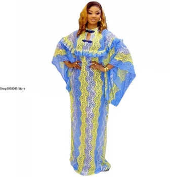 2021 Lete Afriky Oblečenie Dlho Maxi Šaty Africkej Tlače Šaty pre Ženy Sexy Duté Sa Boubou Župan