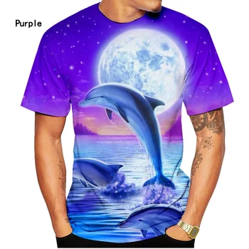 Nové Módne Cartoon Dolphin T-tričko Krátky Rukáv 3D-vytlačené T-shirt pre Mužov a Ženy