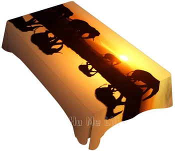 Dekoratívne Obdĺžnik Obrusy Africký Slon Západ Slnka Pre Jedáleň, Gril Piknik