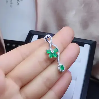 2020 kvet štýl ekologické prírodné emerald drahokam prívesok pre ženy náhrdelník prírodný klenot špeciálne designment reálne 925 silver darček