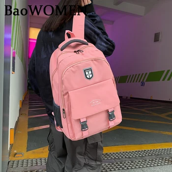 BaoWomen Veľká-kapacita Školy Laptop Taška Trendy v Pohode Batoh Ženy vodeodolného Nylonu Batohy kórejský Black Späť Pack Dámy