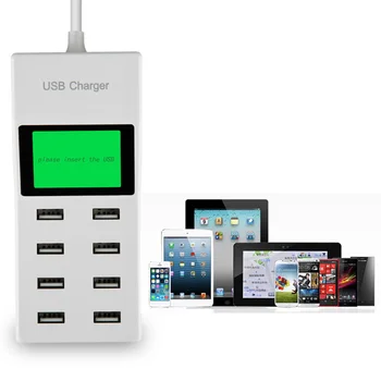8 USB Porty Domáce Cestovné Sieťovej Zásuvky Nabíjačku Mobilného Telefónu LED Displej Adaptér pre Mobilný Telefón, Tablet Nabíjacej Stanice